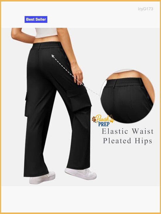 Lightweight High Waisted Cargo Pants Baggy Fit for Hiking Travel - Picture 5 of 7